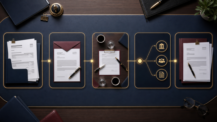 Illustration of an invoice, legal notice and payment recovery pathway for Indian businesses.